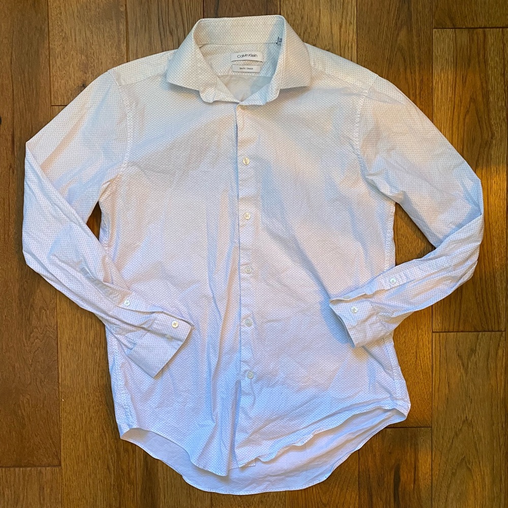 Men’s Calvin Klein white Slim Fit Stretch size medium White and Blue But…